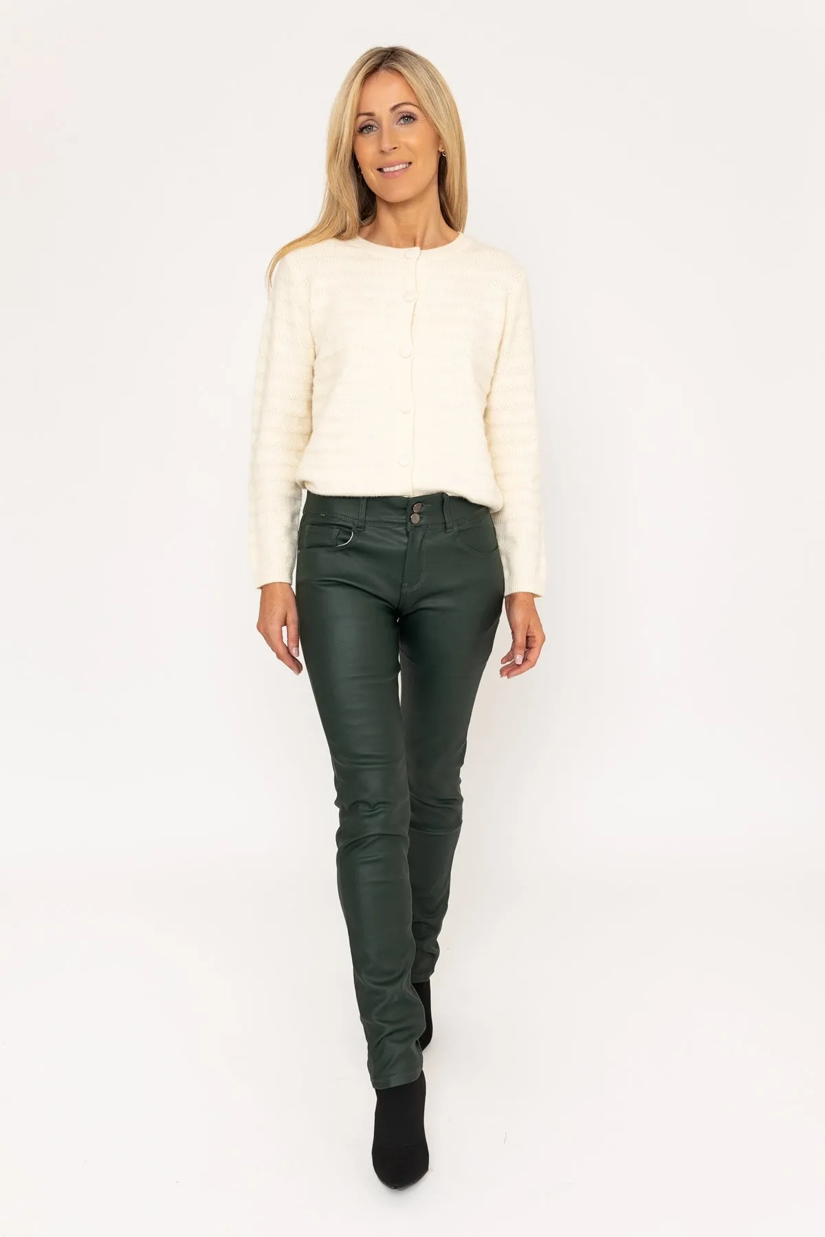 Green Faux Leather Skinny Jeans