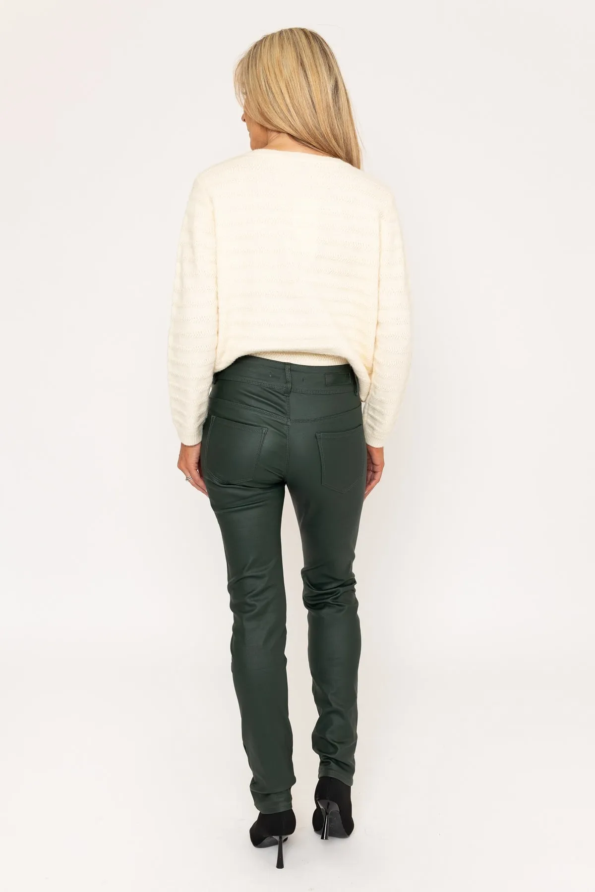 Green Faux Leather Skinny Jeans