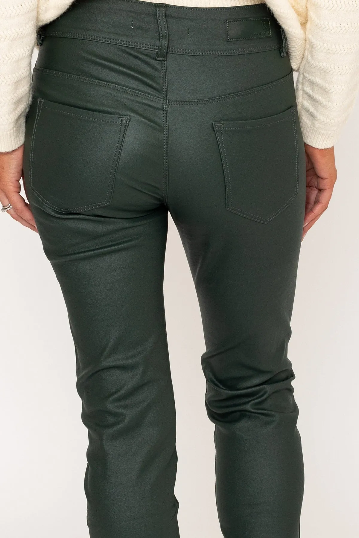 Green Faux Leather Skinny Jeans