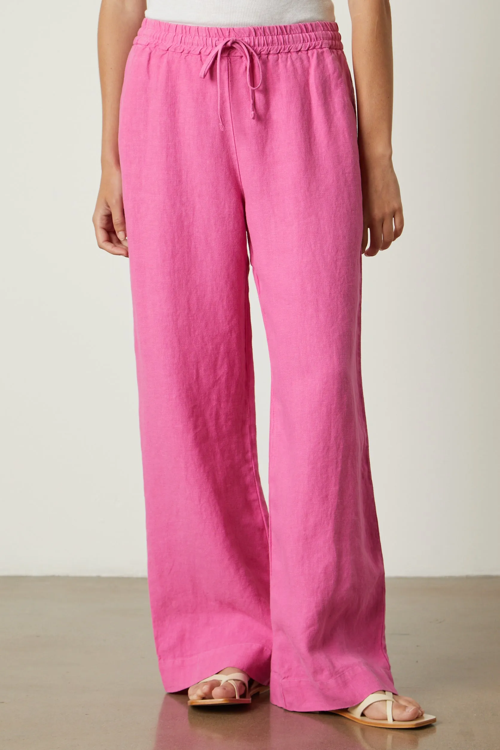 GWYNETH HEAVY LINEN TROUSERS IN FLAMINGO