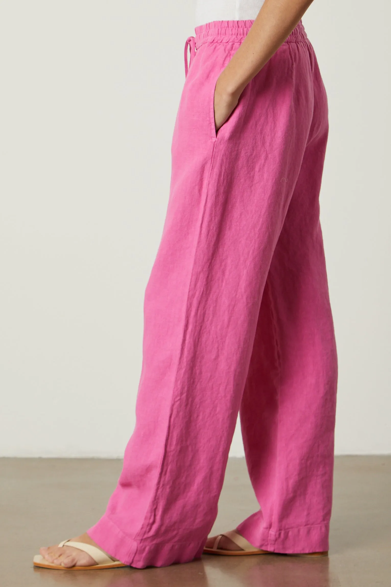 GWYNETH HEAVY LINEN TROUSERS IN FLAMINGO