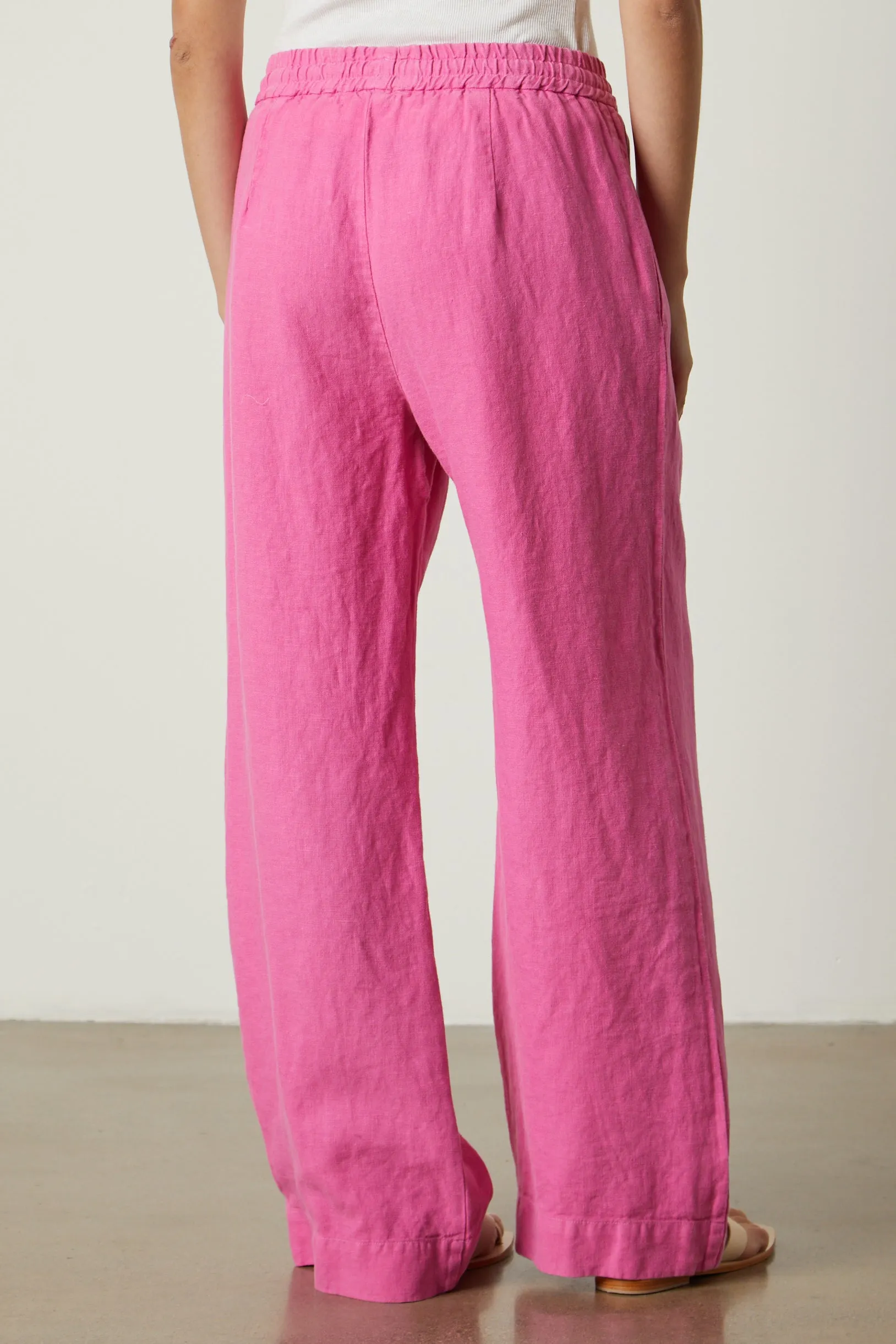 GWYNETH HEAVY LINEN TROUSERS IN FLAMINGO