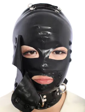 Halloween Latex Hood with Eyes & Mouth Opened and Back Laced up Halloween