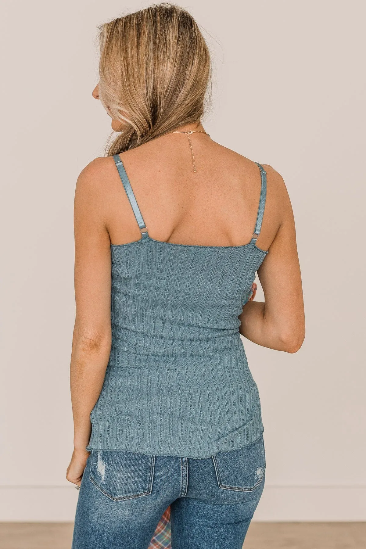 Ribbed Knit Tank in Slate Blue