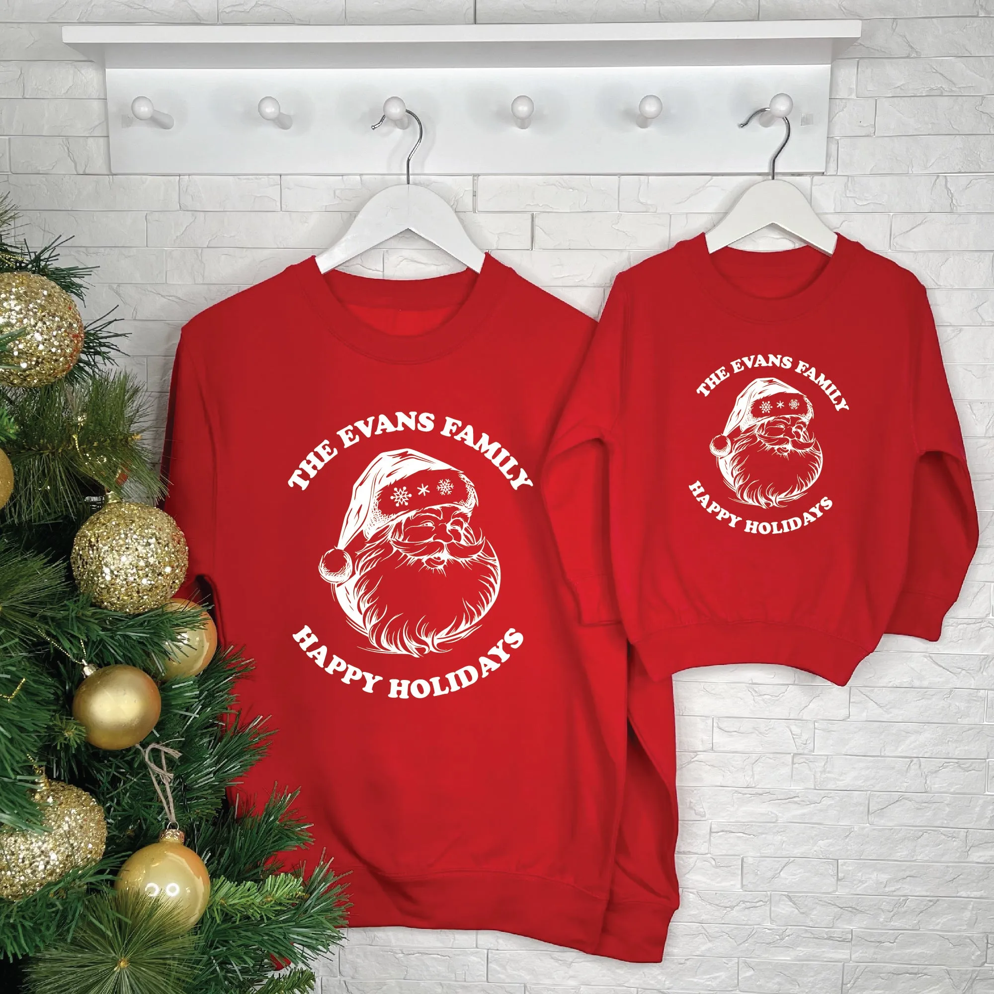 Happy Holidays Personalised Family Christmas Jumpers Adult Size