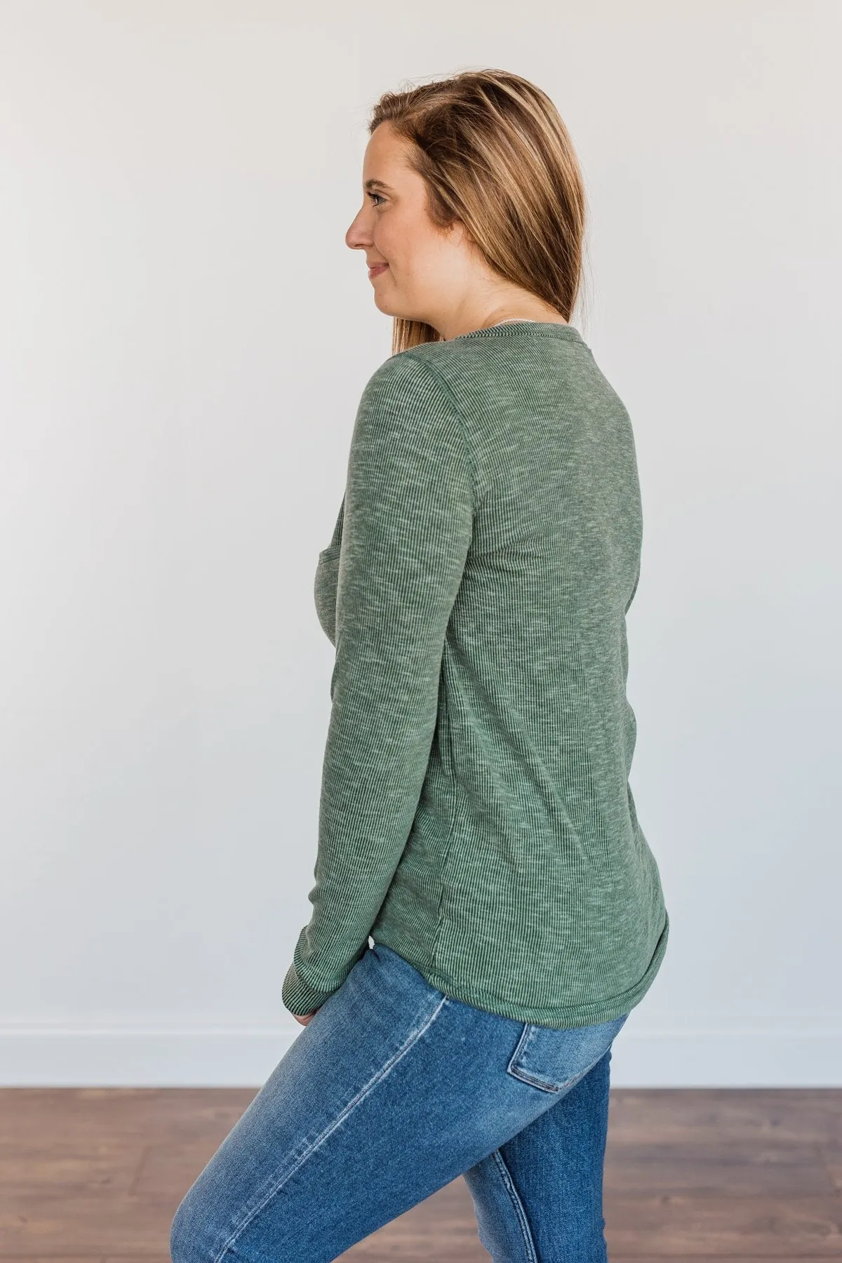 Forest Green Knit Pocket Top