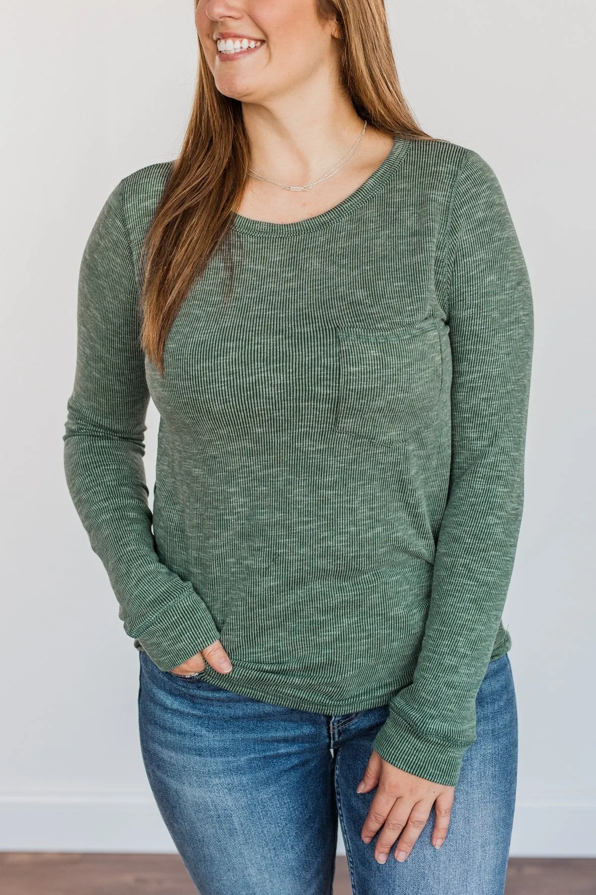 Forest Green Knit Pocket Top