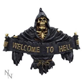 Hell Skeleton Grim Reaper Hanging Sign - 25cm