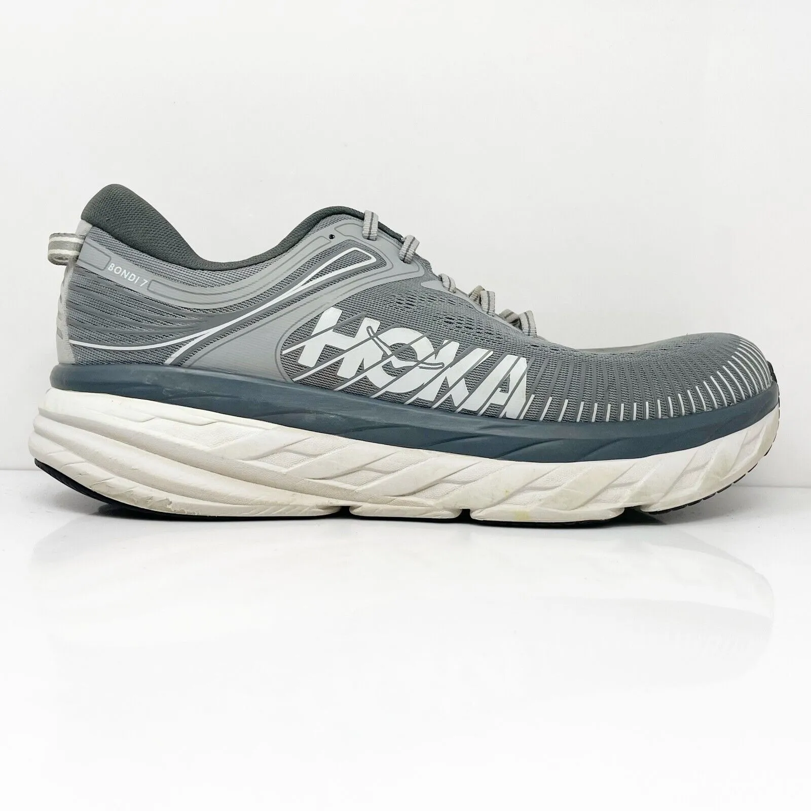 Hoka One One Mens Bondi 7 1110518 WDDS Gray Running Shoes Sneakers Size 13