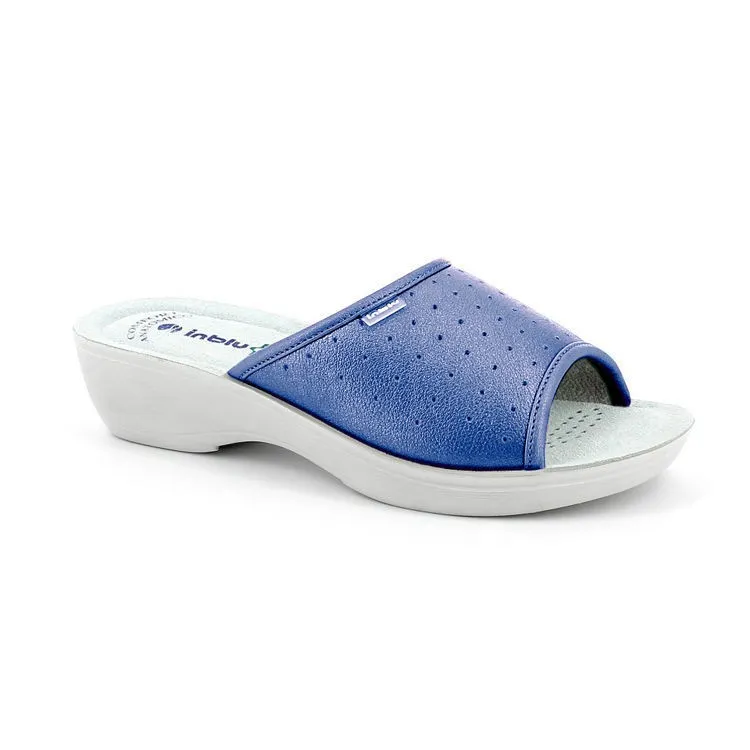 INBLU PL45 Women's Perforated Band Slippers in Jeans