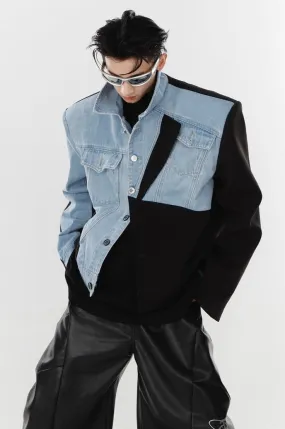 Irregular Stitching Jeans Suit Jacket