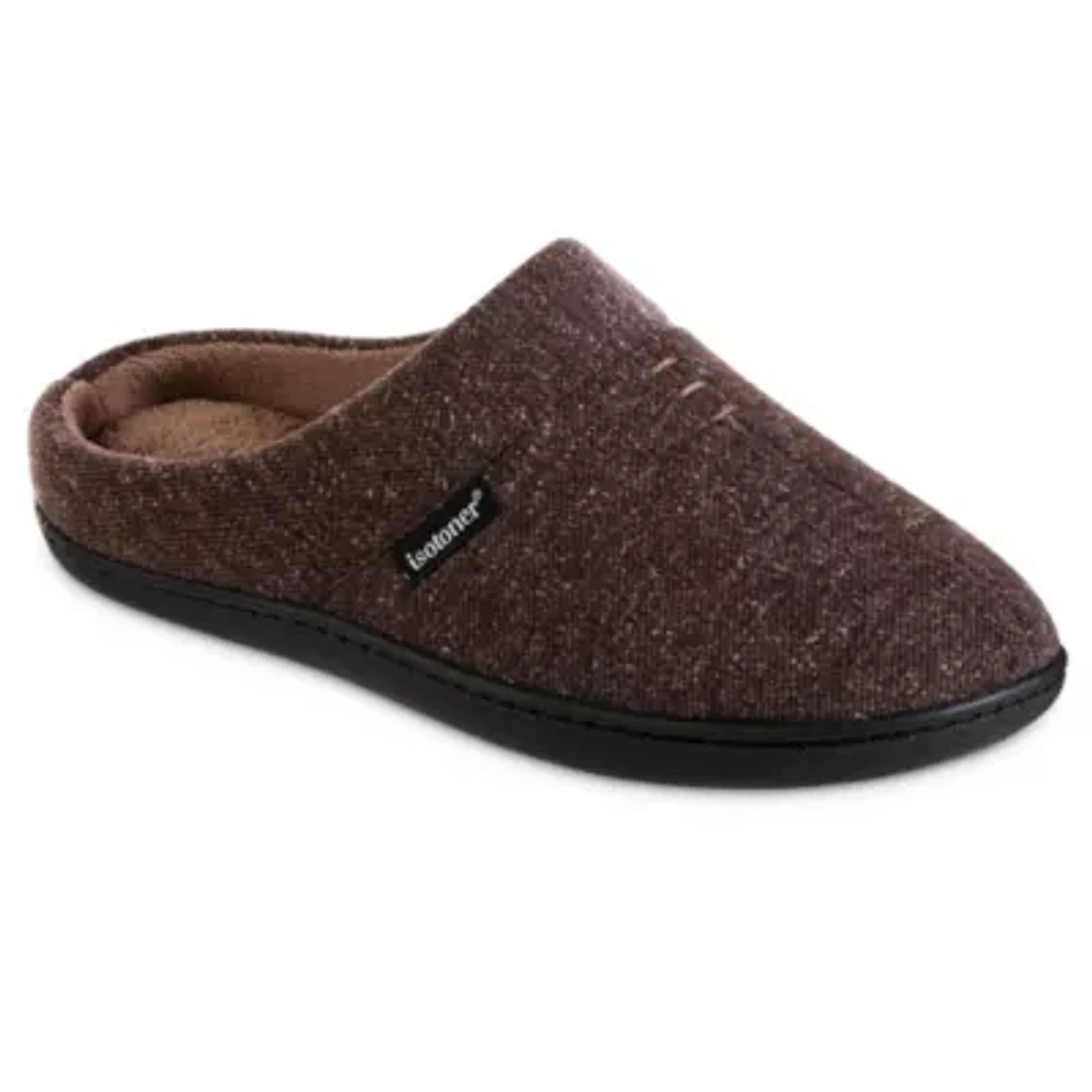 isotoner Men's Preston Heather Knit hoodback Slippers