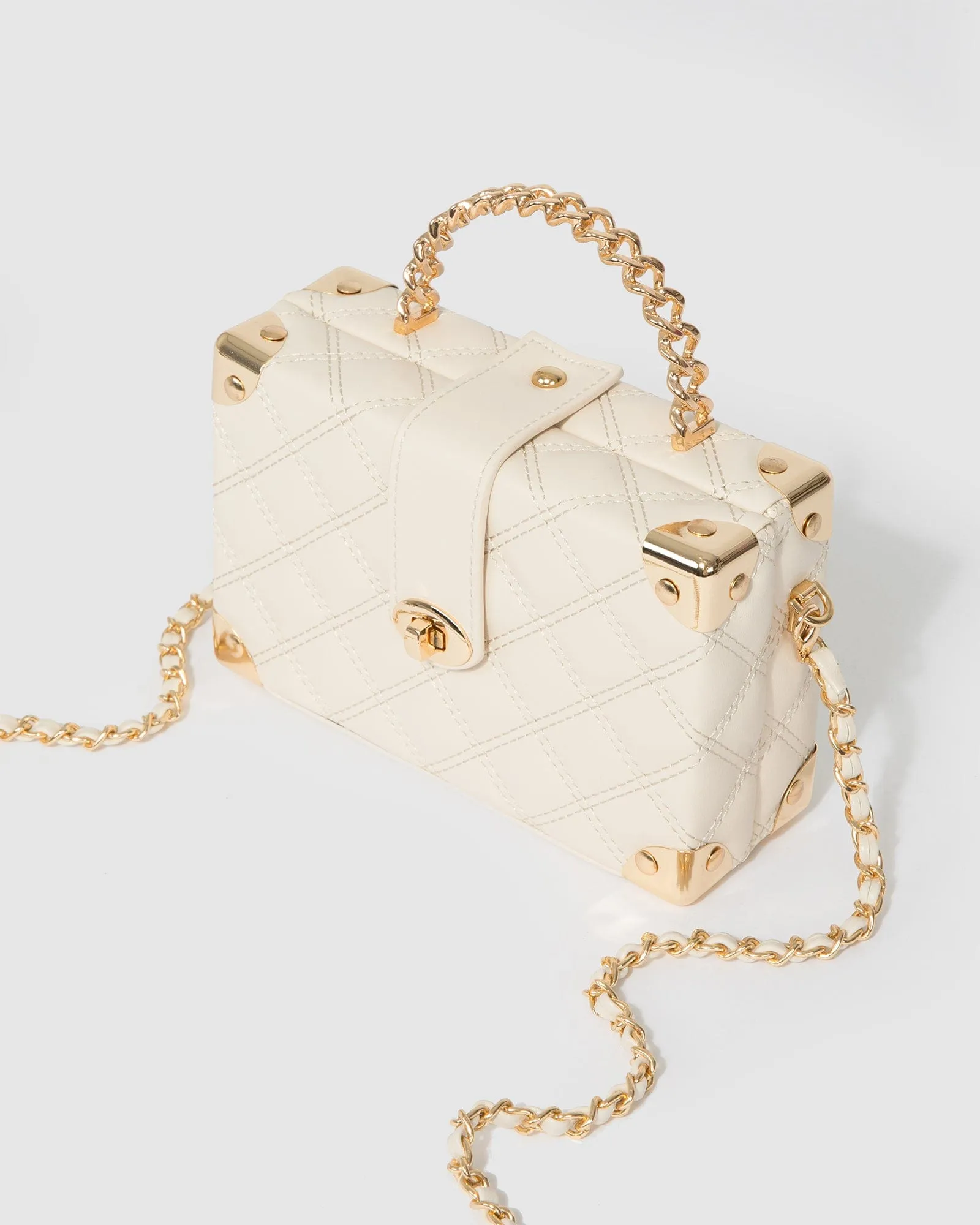 Ivory Kendal Chain Handle Trunk Bag