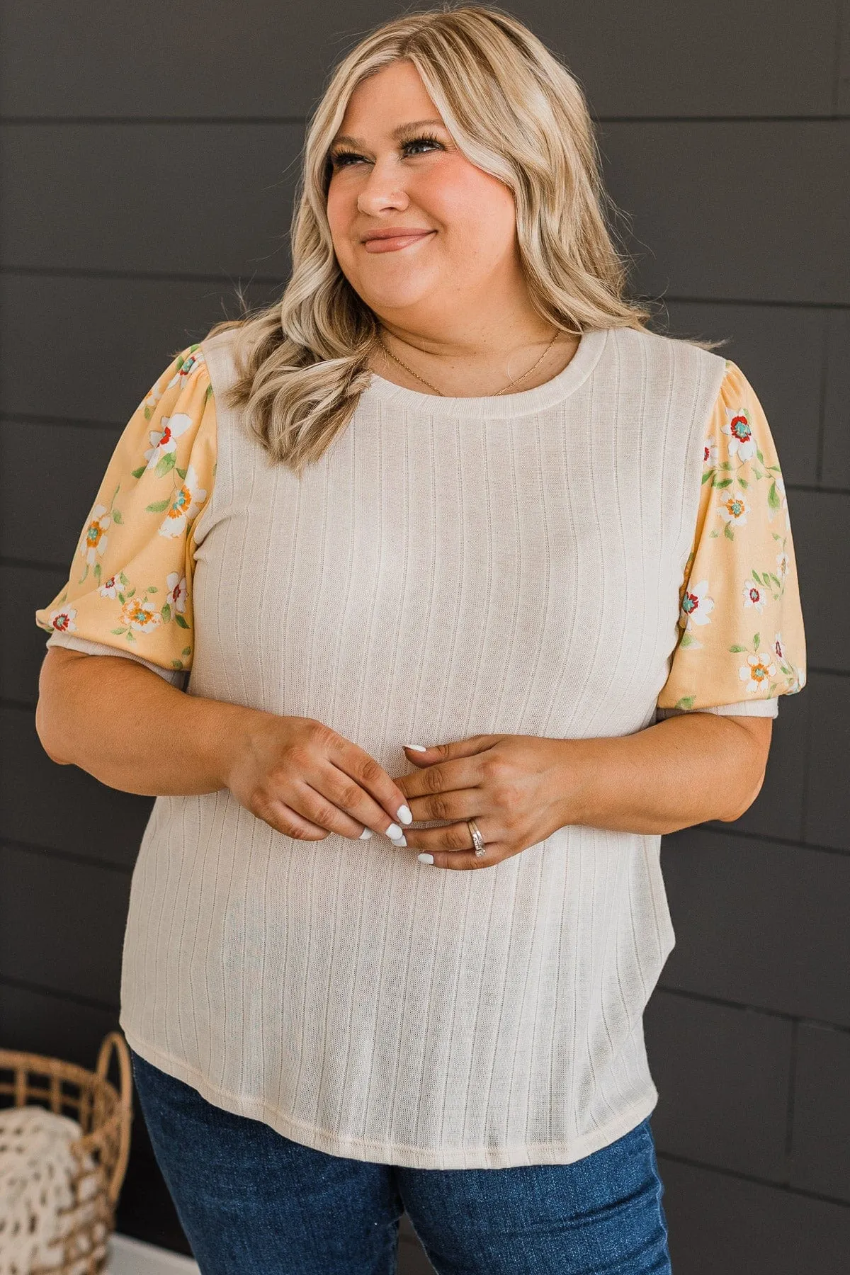 Knit Top in Oatmeal & Yellow