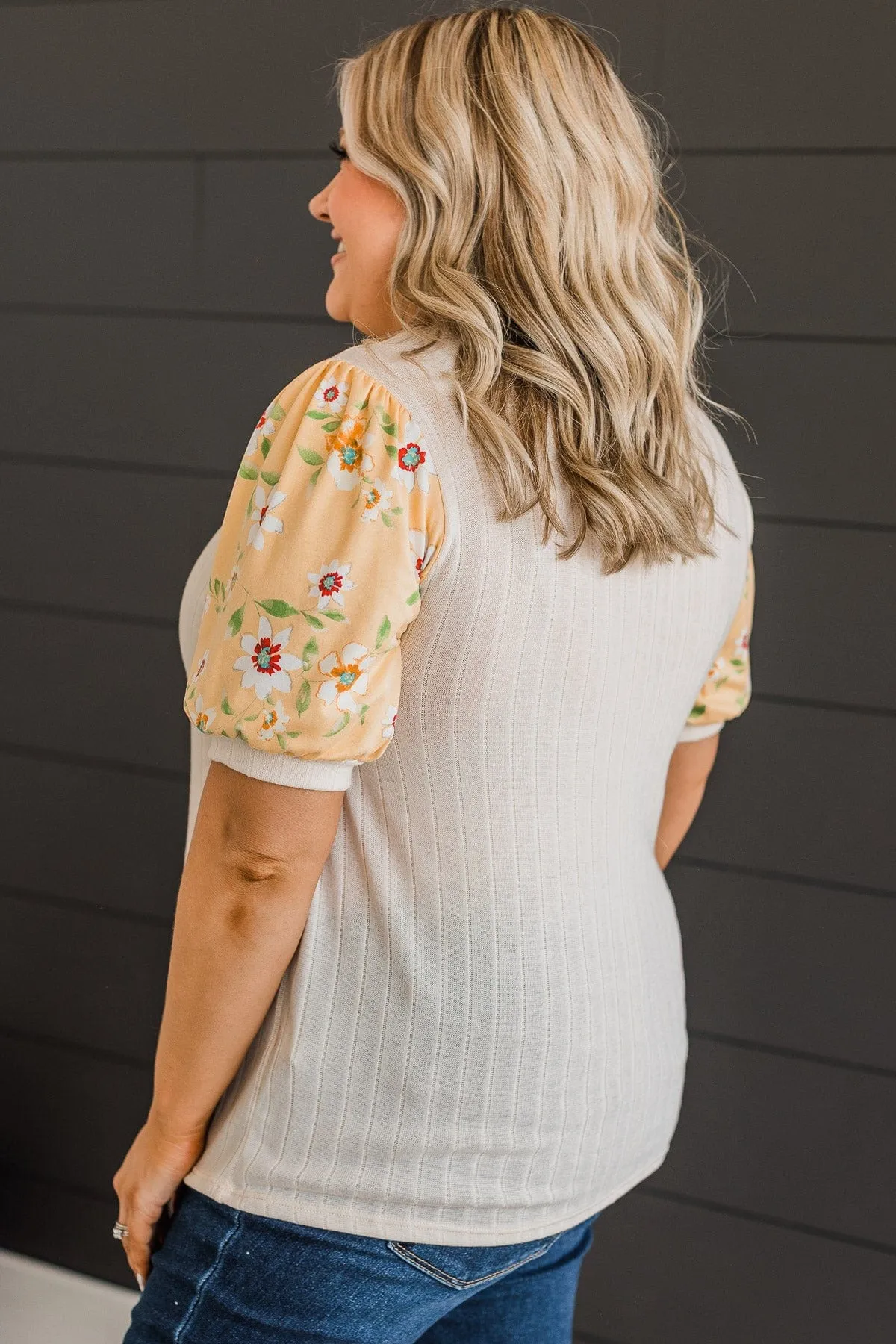 Knit Top in Oatmeal & Yellow