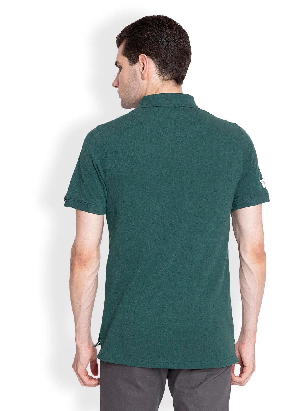 JUMP USA Men Solid forest green Polo Collar Cotton T-shirt