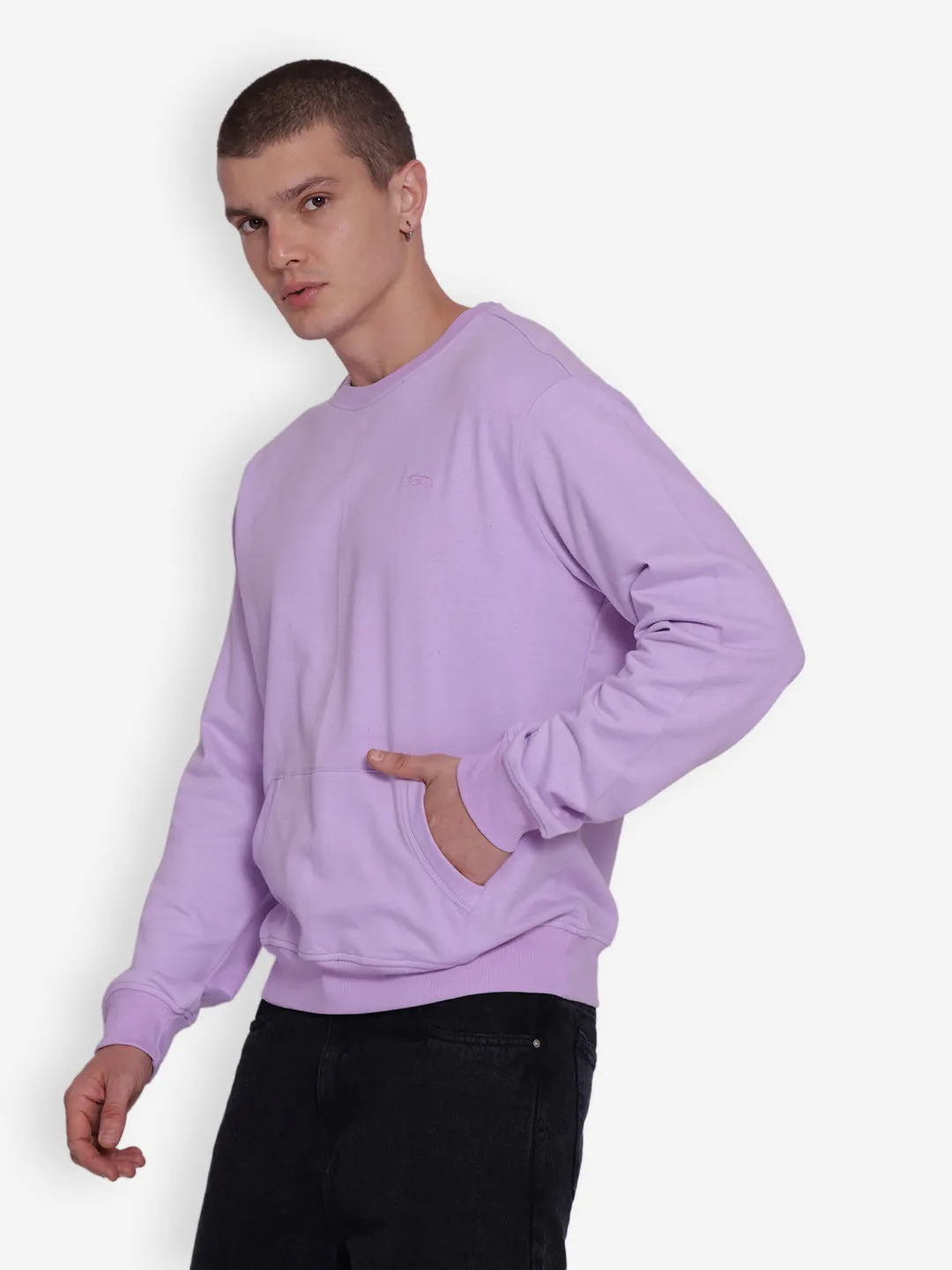 JUMP USA Men's Solid Lavender Pullover Sweatshirt