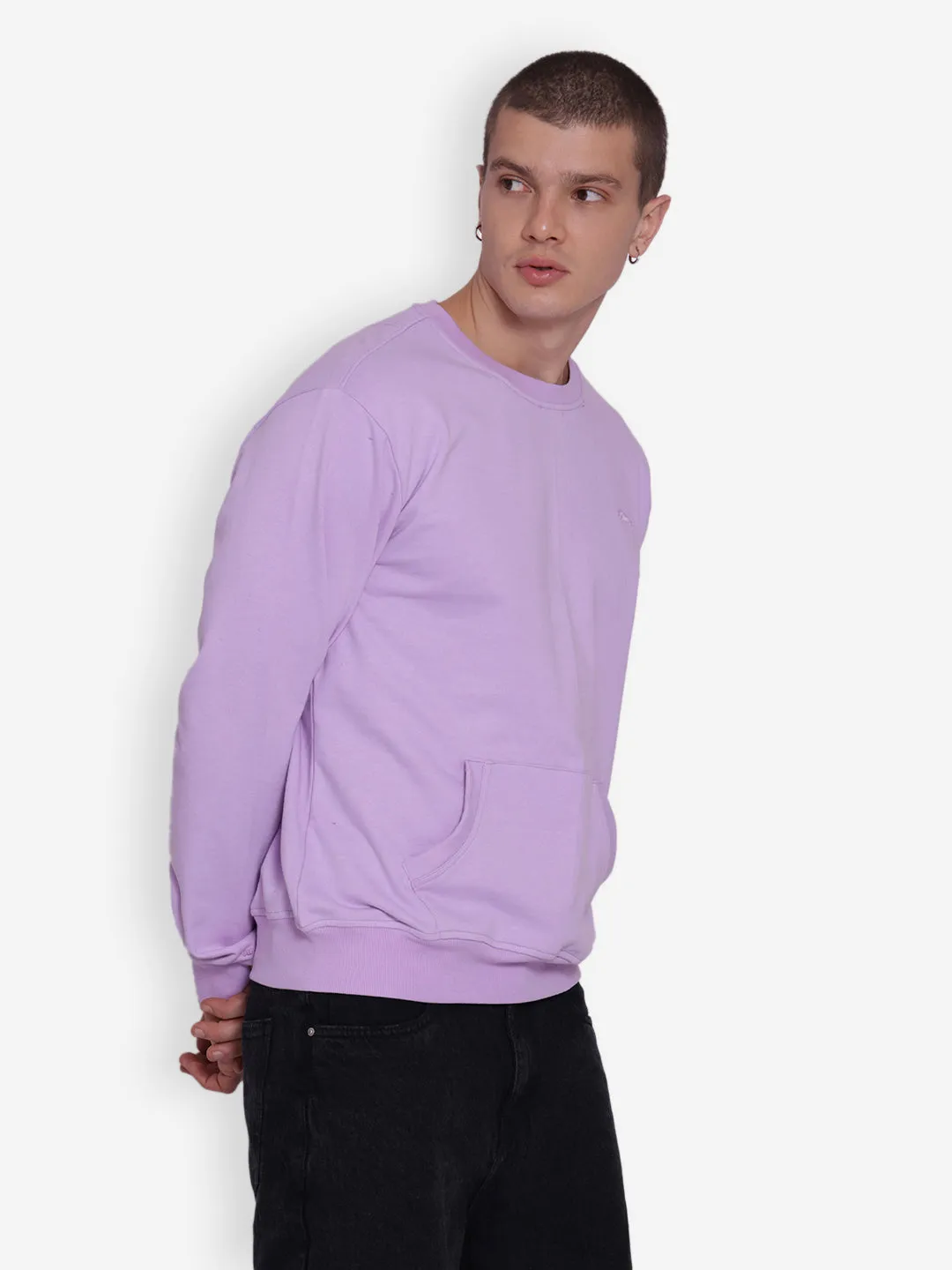 JUMP USA Men's Solid Lavender Pullover Sweatshirt