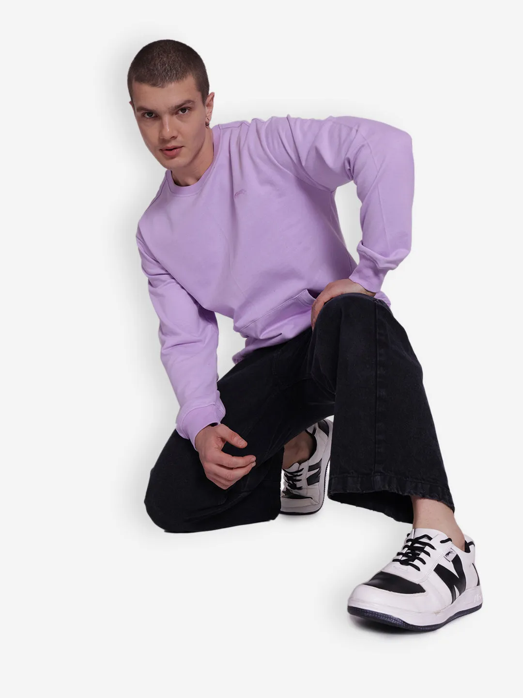 JUMP USA Men's Solid Lavender Pullover Sweatshirt