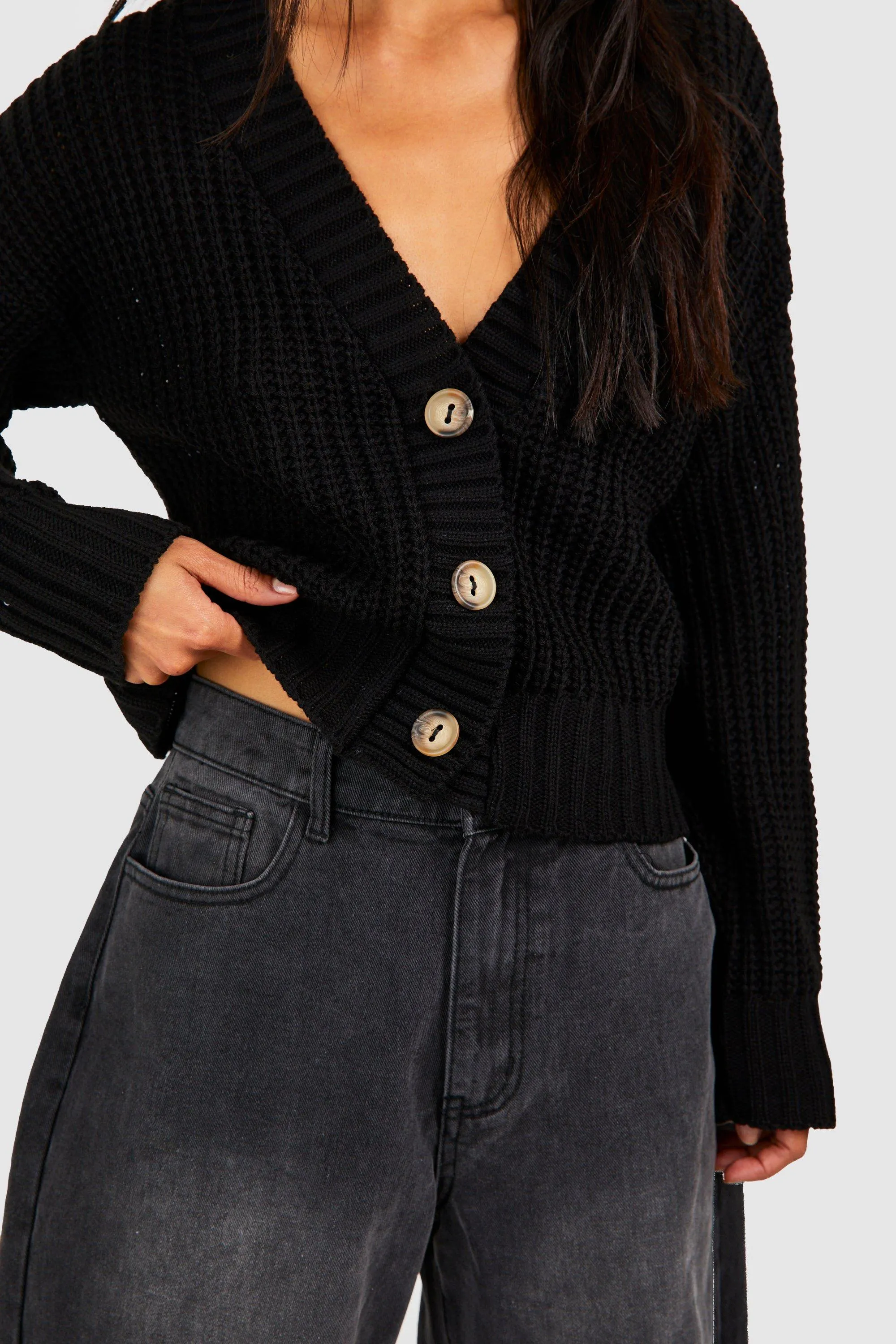 Button Up Crop Cardigan | Shop Jumpers & Cardigans Online - boohoo