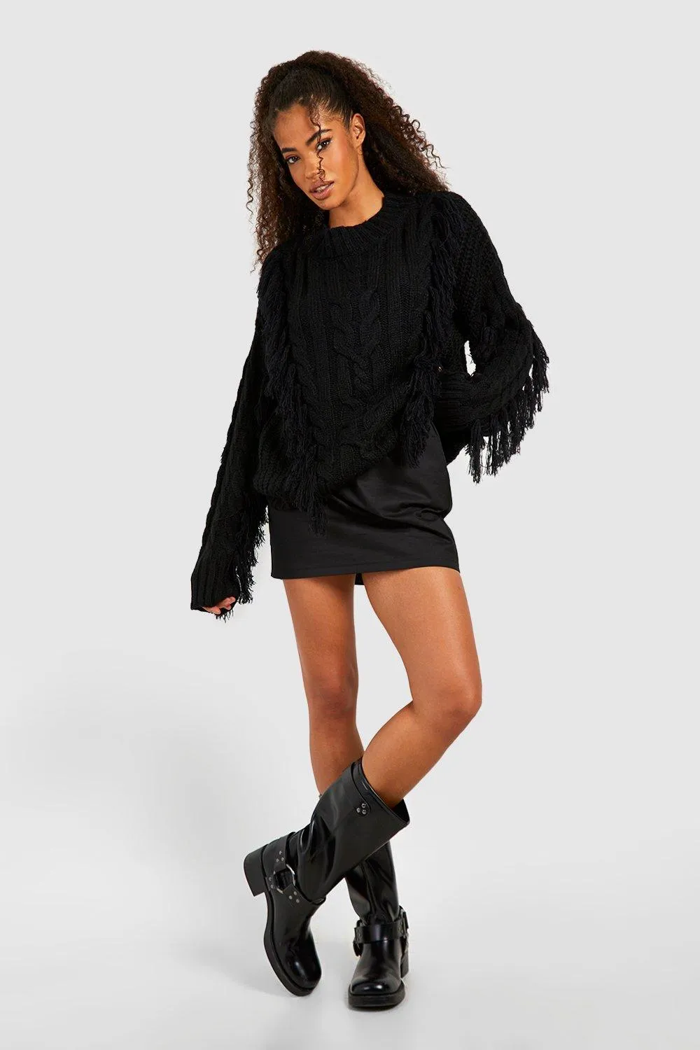 Chunky Cable Knit Jumper with Tassels | Shop Jumpers & Cardigans at boohoo