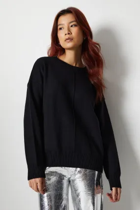 Crew Neck Seam Detail Loose Fit Jumper Warehouse