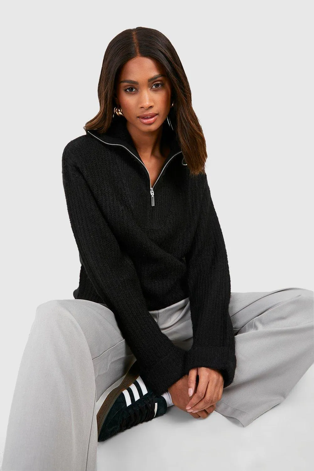 Shop Funnel Neck Jumpers & Cardigans at boohoo