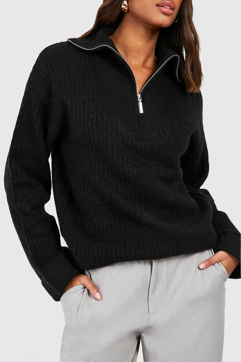 Shop Funnel Neck Jumpers & Cardigans at boohoo