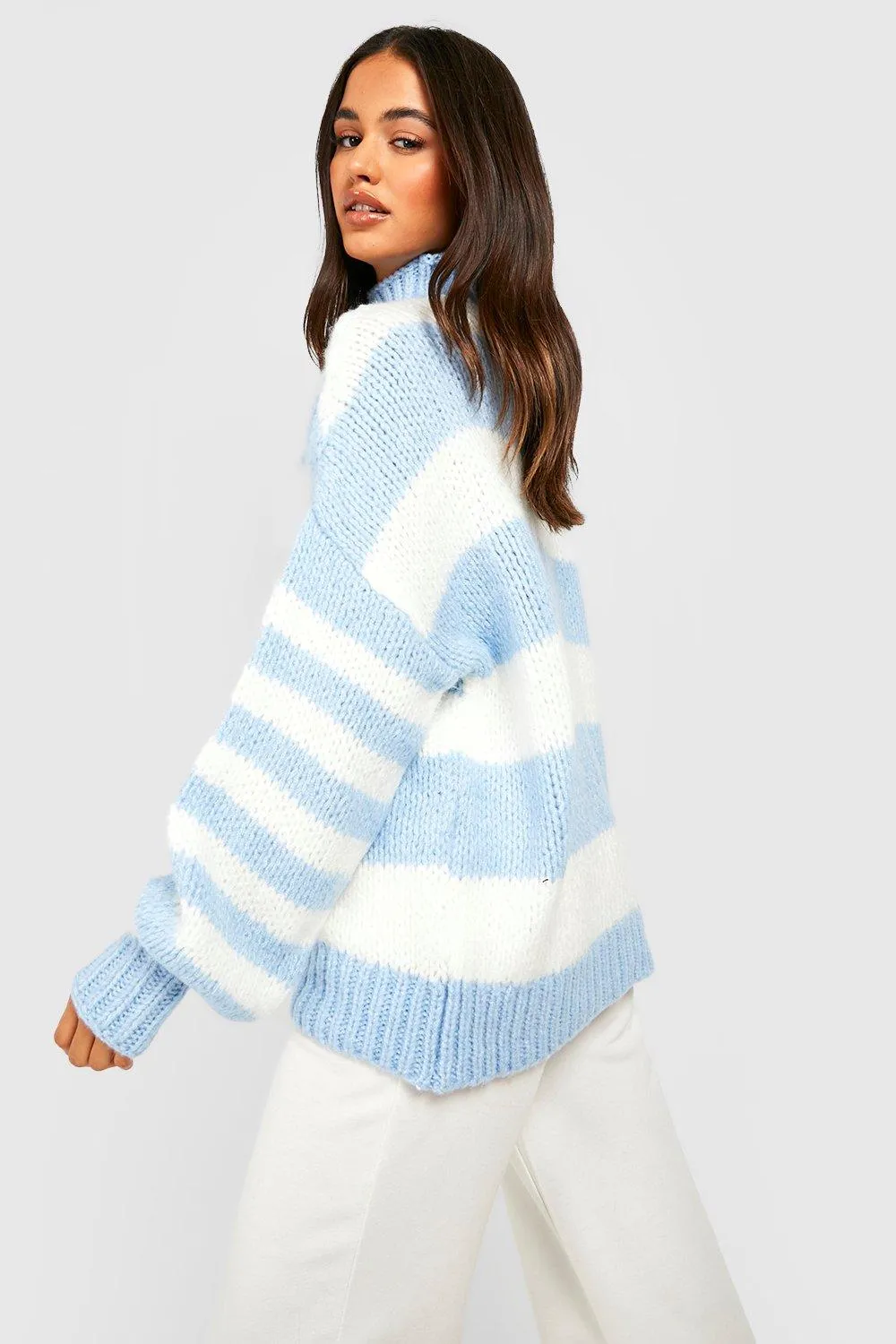 High Neck Stripe Jumper - Jumpers & Cardigans | boohoo