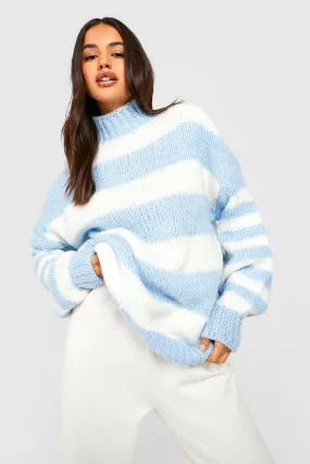 High Neck Stripe Jumper - Jumpers & Cardigans | boohoo