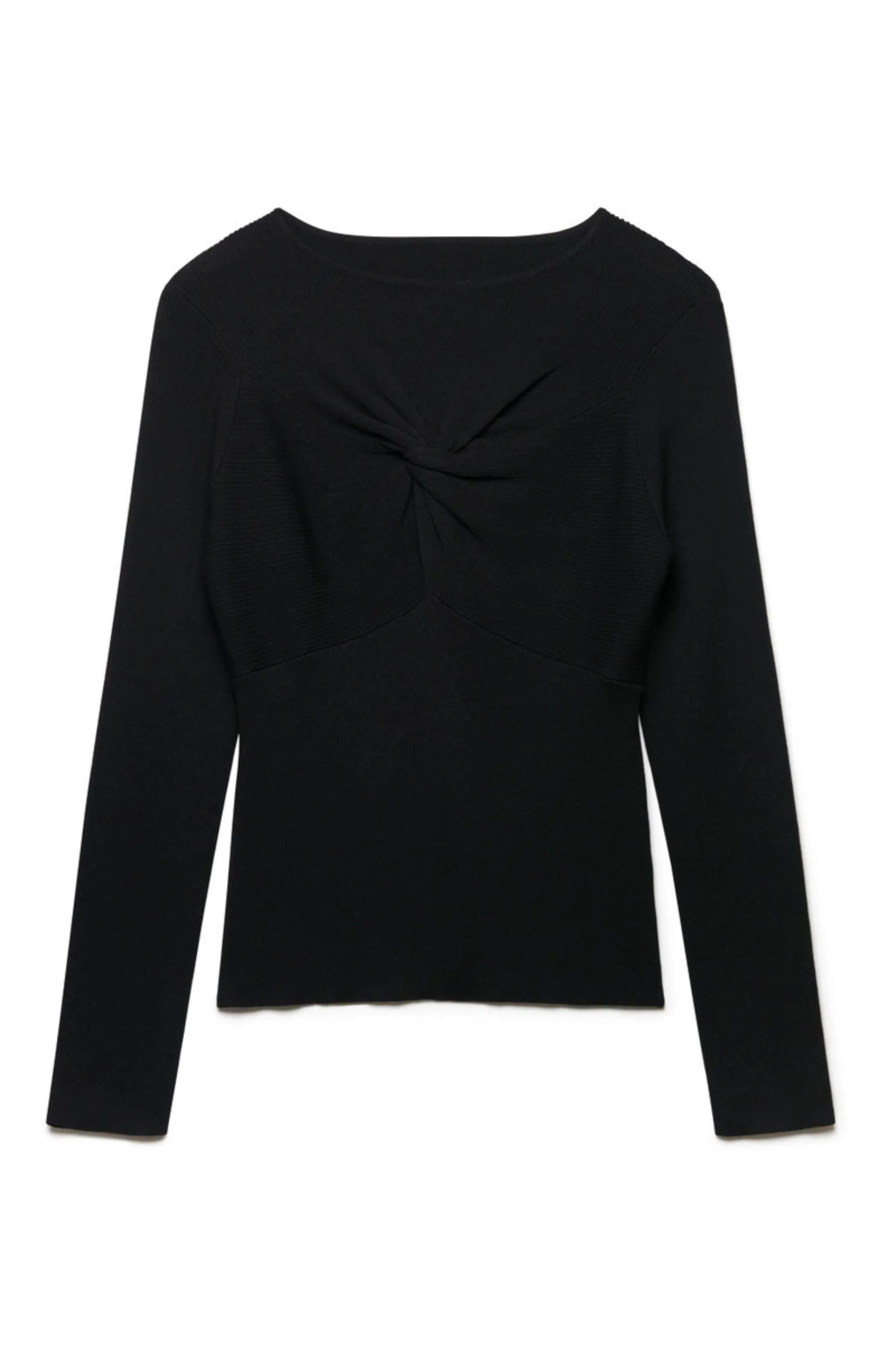 Jumpers & Cardigans | Knot Front Seam Detail Rib Knit Jumper Black | ANOTHER SUNDAY