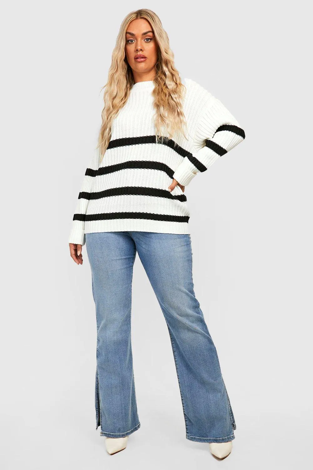 Plus Stripe Boxy Knitted Jumper - Jumpers & Cardigans | Shop Now - boohoo