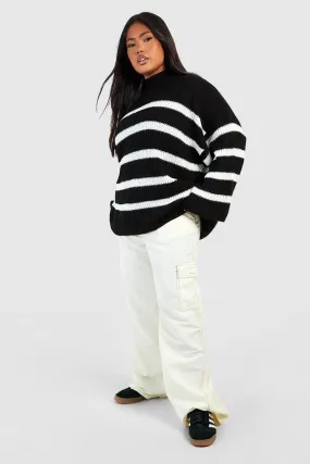 boohoo Plus Wide Sleeve Striped Jumper - Shop Jumpers & Cardigans