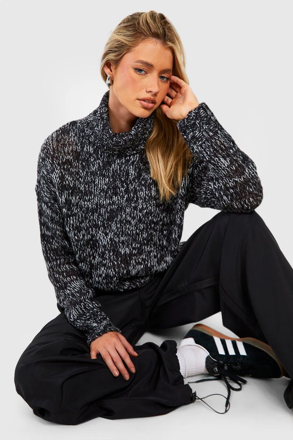 Jumpers & Cardigans | Soft Marl Knit Oversized Roll Neck Jumper | boohoo