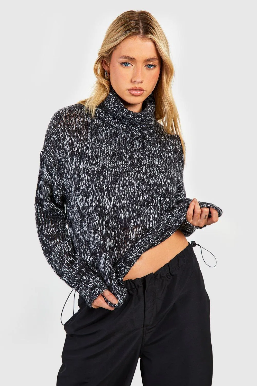 Jumpers & Cardigans | Soft Marl Knit Oversized Roll Neck Jumper | boohoo