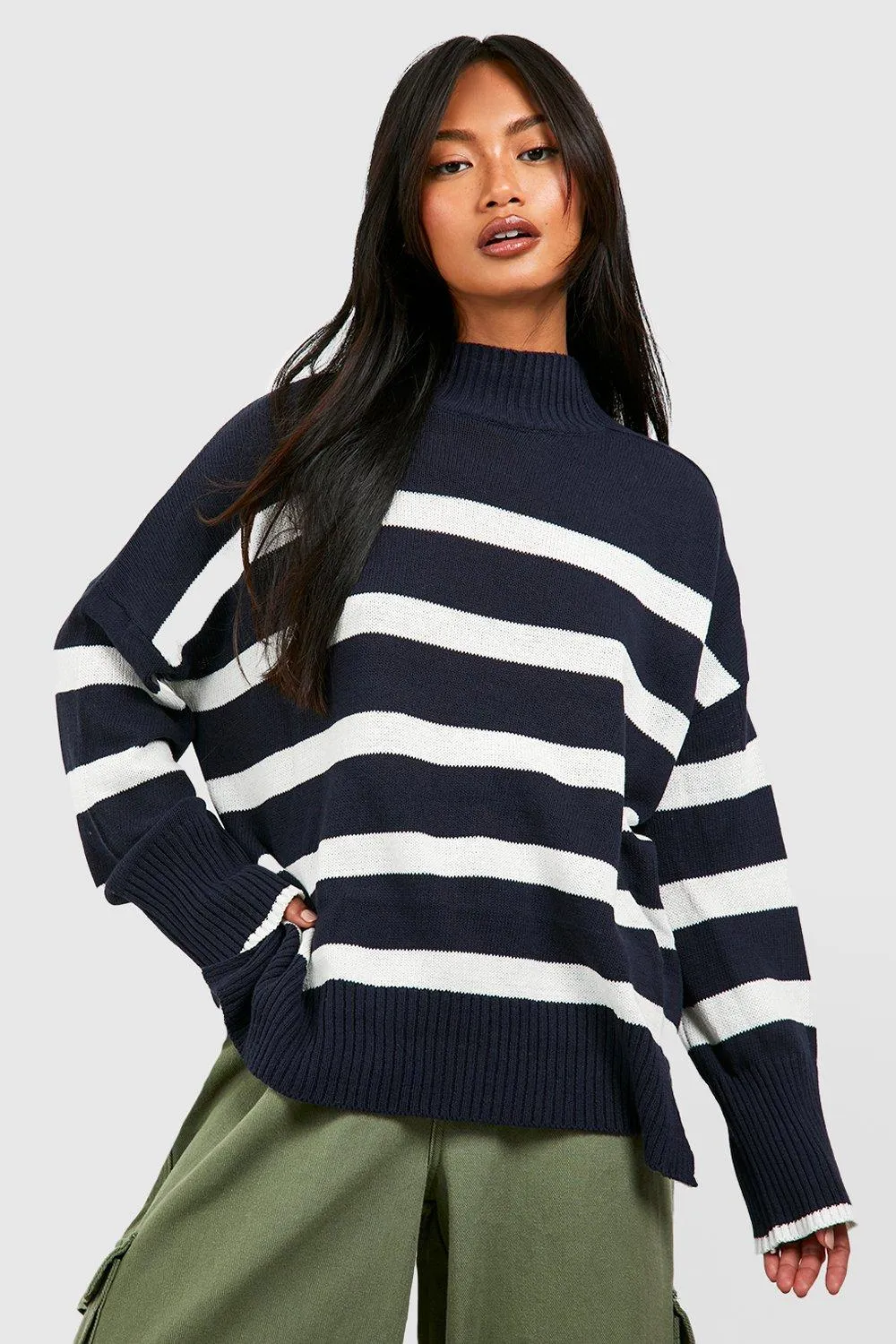 Stripe Turtle Neck Jumper for Women | Shop Jumpers & Cardigans - boohoo