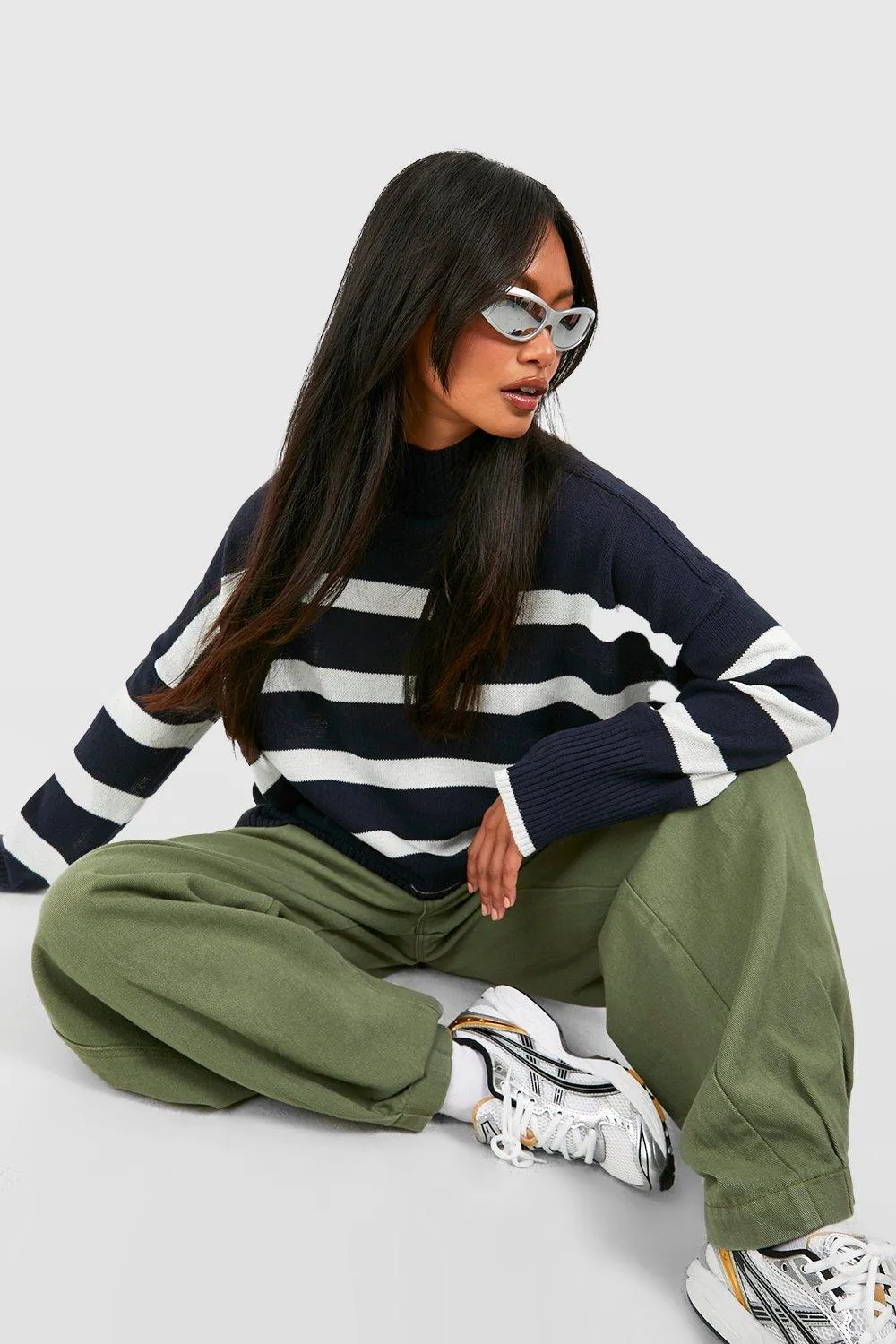 Stripe Turtle Neck Jumper for Women | Shop Jumpers & Cardigans - boohoo