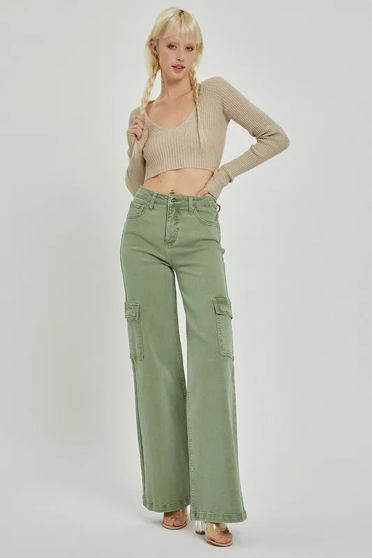 Kathleen High Rise Cargo Wide Leg Jeans