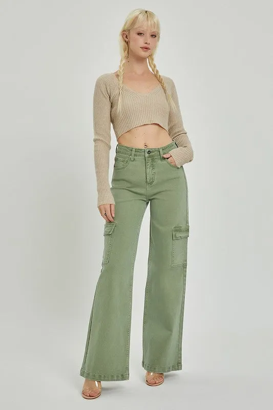 Kathleen High Rise Cargo Wide Leg Jeans