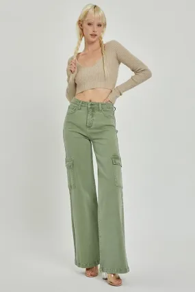 Kathleen High Rise Cargo Wide Leg Jeans