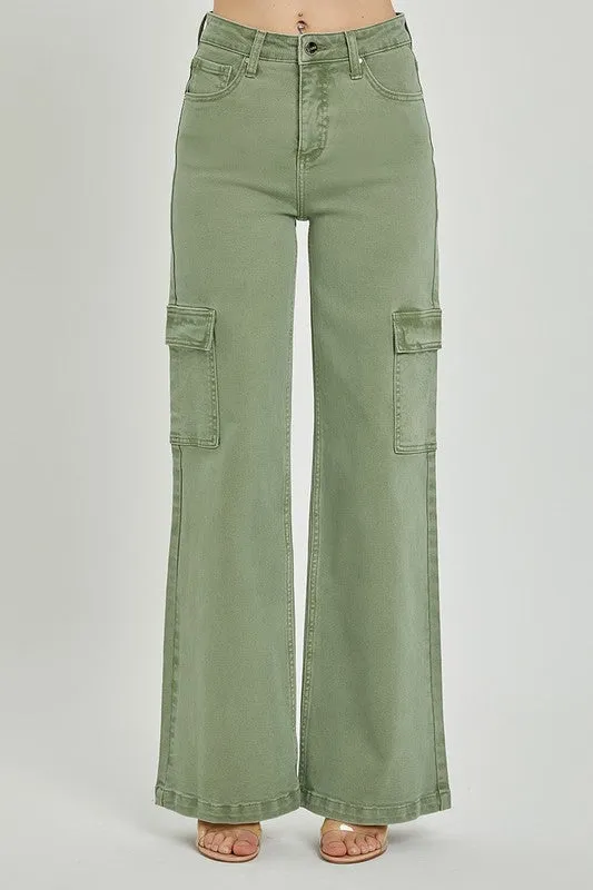 Kathleen High Rise Cargo Wide Leg Jeans