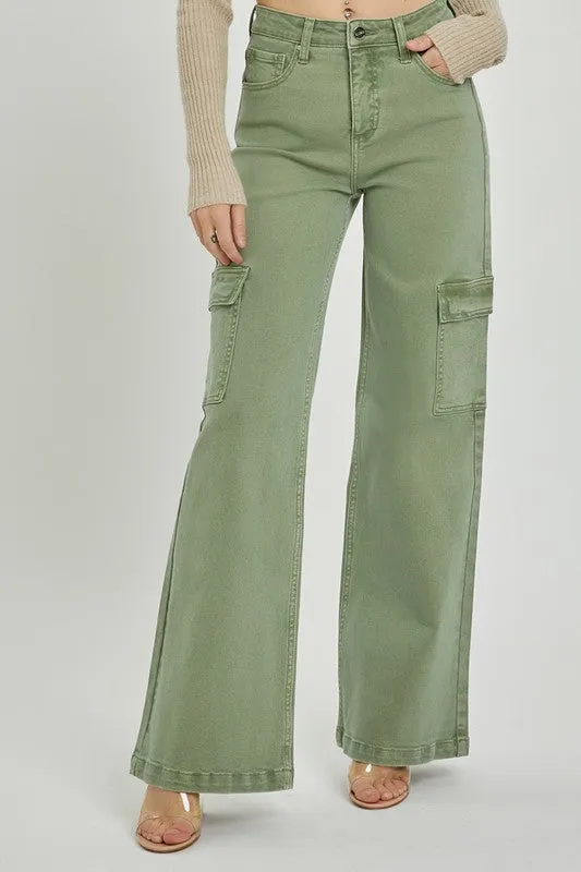 Kathleen High Rise Cargo Wide Leg Jeans