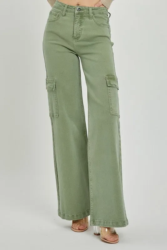 Kathleen High Rise Cargo Wide Leg Jeans