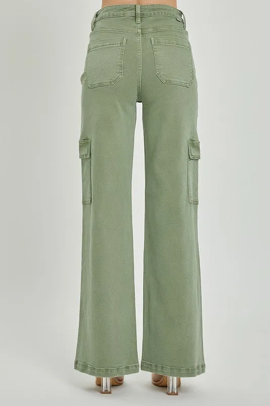 Kathleen High Rise Cargo Wide Leg Jeans