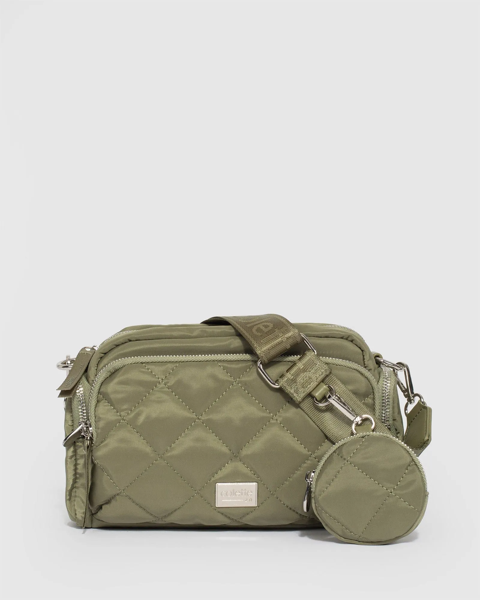 Khaki Harper Nylon Crossbody Bag