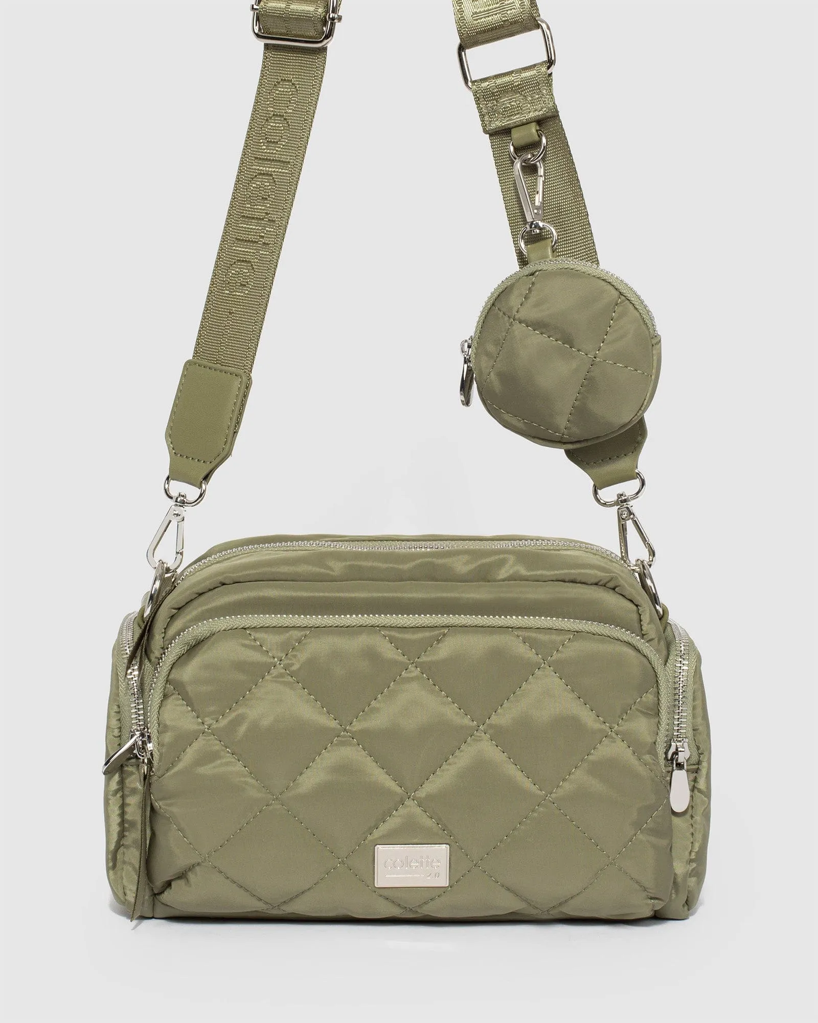 Khaki Harper Nylon Crossbody Bag