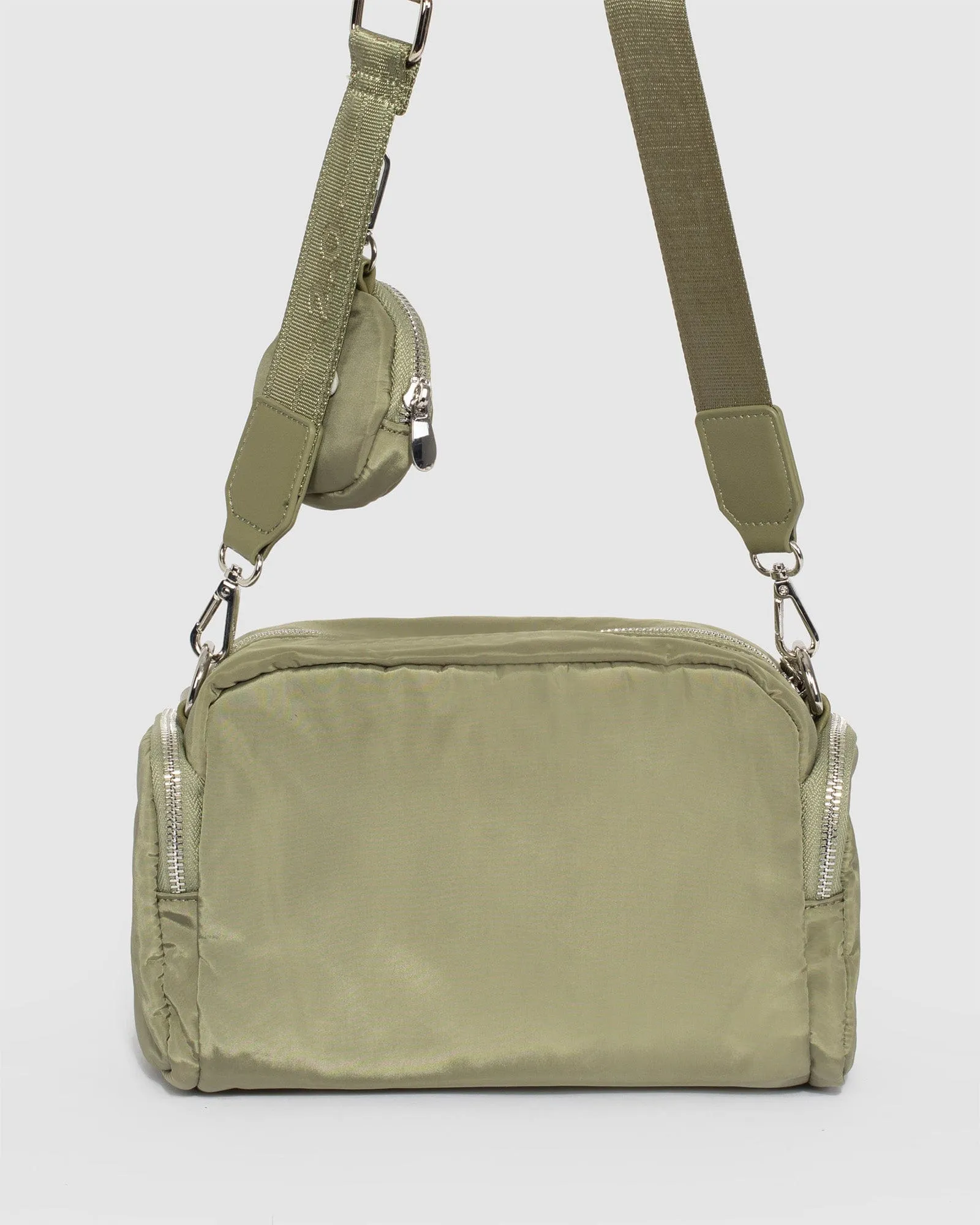 Khaki Harper Nylon Crossbody Bag