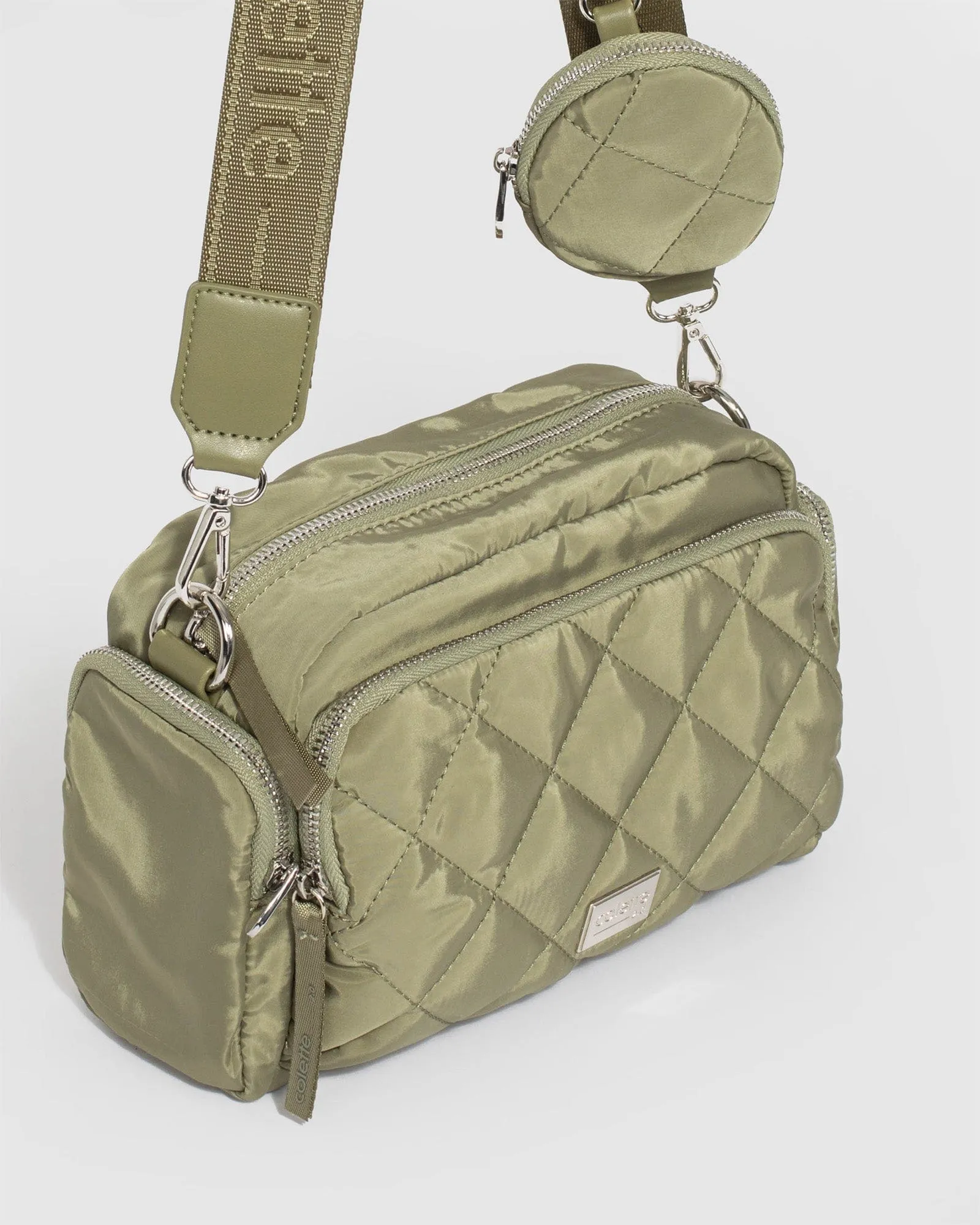 Khaki Harper Nylon Crossbody Bag