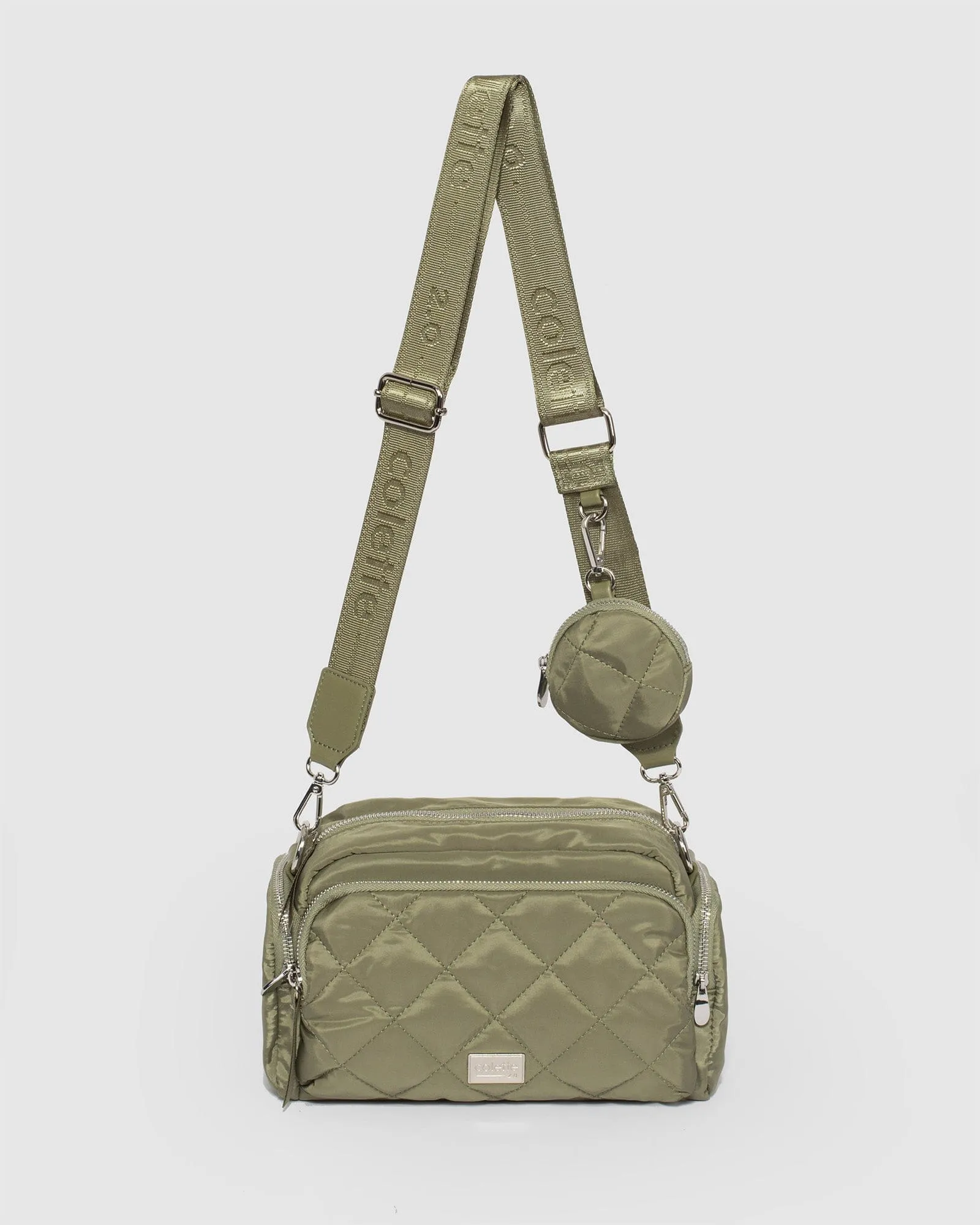 Khaki Harper Nylon Crossbody Bag