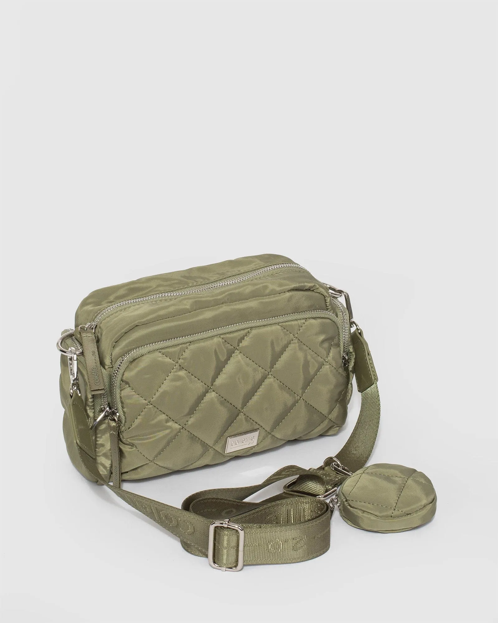 Khaki Harper Nylon Crossbody Bag